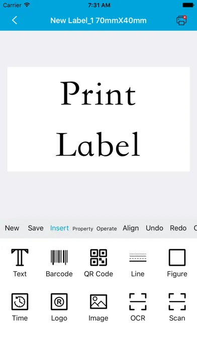 ภาพหน้าจอของ Print Label