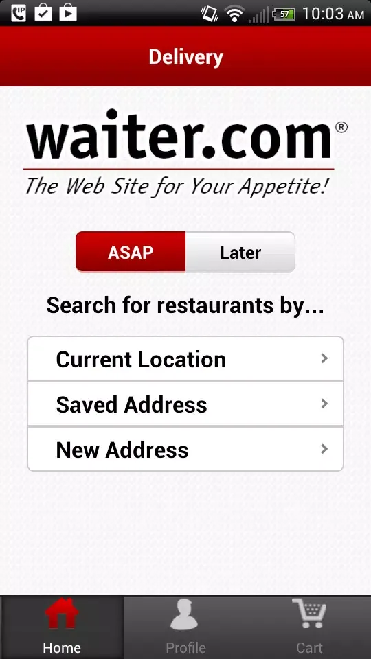 Zrzuty ekranu Waiter.com Food Delivery