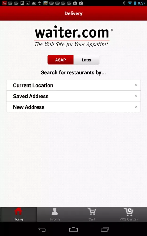 Zrzuty ekranu Waiter.com Food Delivery