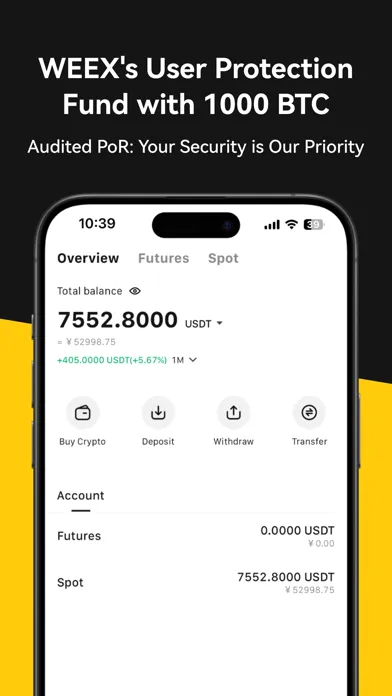 Captures d'écran de WEEX - Buy Bitcoin & Crypto