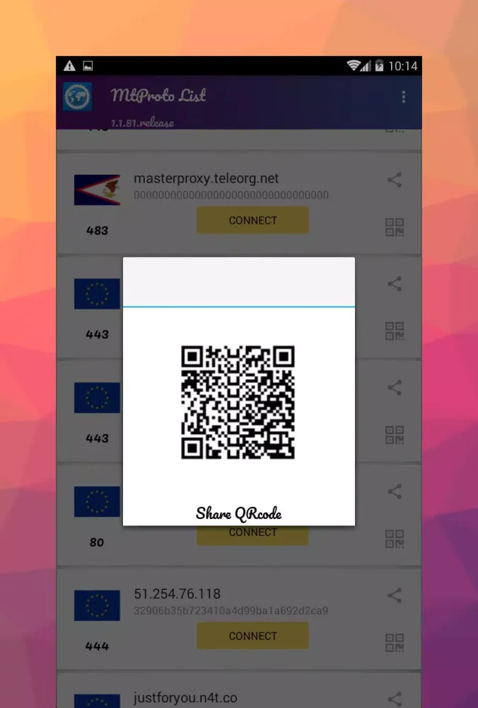 Capturas de tela do MTProto Proxy for Telegram