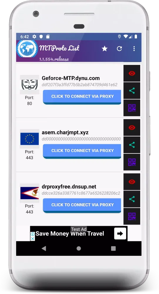 Capturas de tela do MTProto Proxy for Telegram