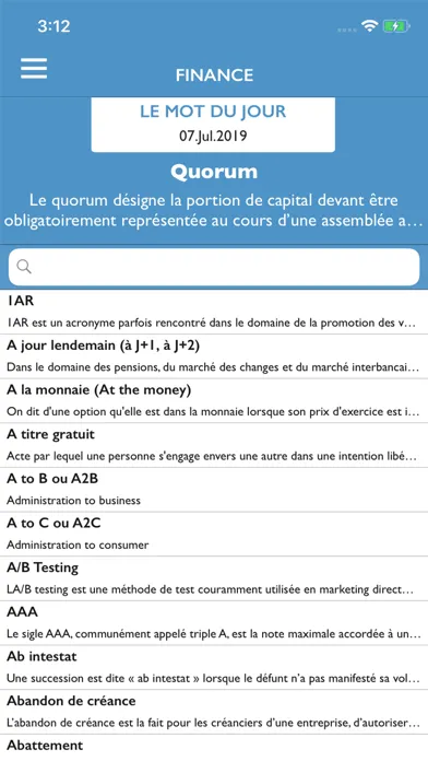 Tangkapan layar Finance dictionnaire économiqu