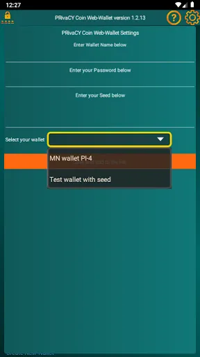 Screenshot di PRivaCY Coin Web-Wallet