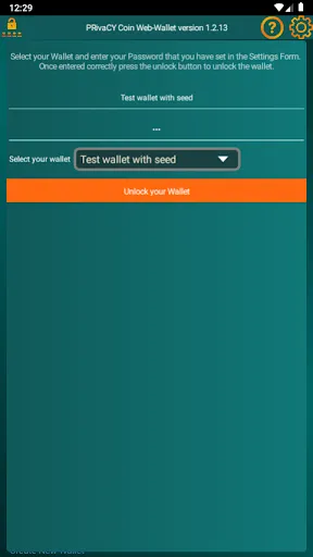 Screenshot di PRivaCY Coin Web-Wallet