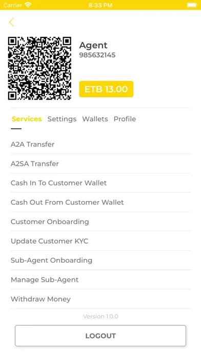 Captures d'écran de Wallet Birr Agent