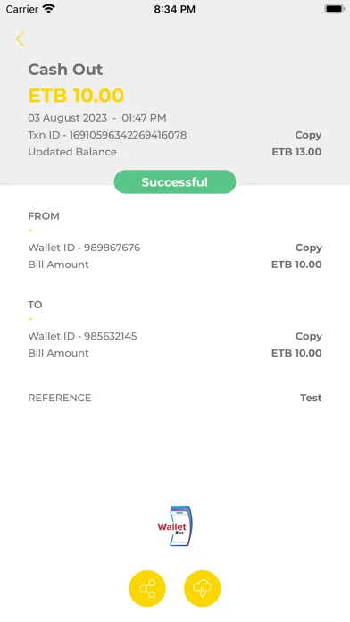 Captures d'écran de Wallet Birr Agent