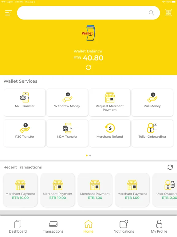 Wallet Birr Merchant iPad  Ekran Görüntüleri