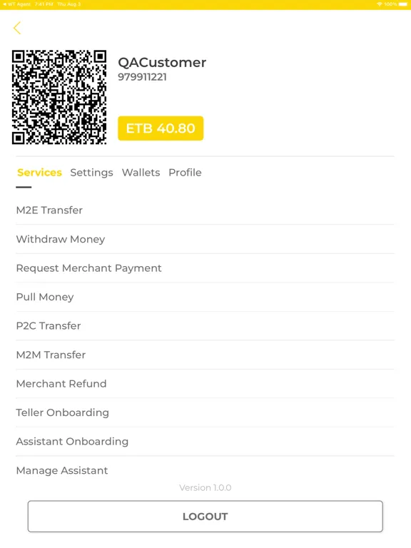 Wallet Birr Merchant iPad  Ekran Görüntüleri