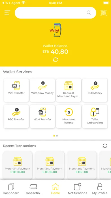 Wallet Birr Merchant Ekran Görüntüleri