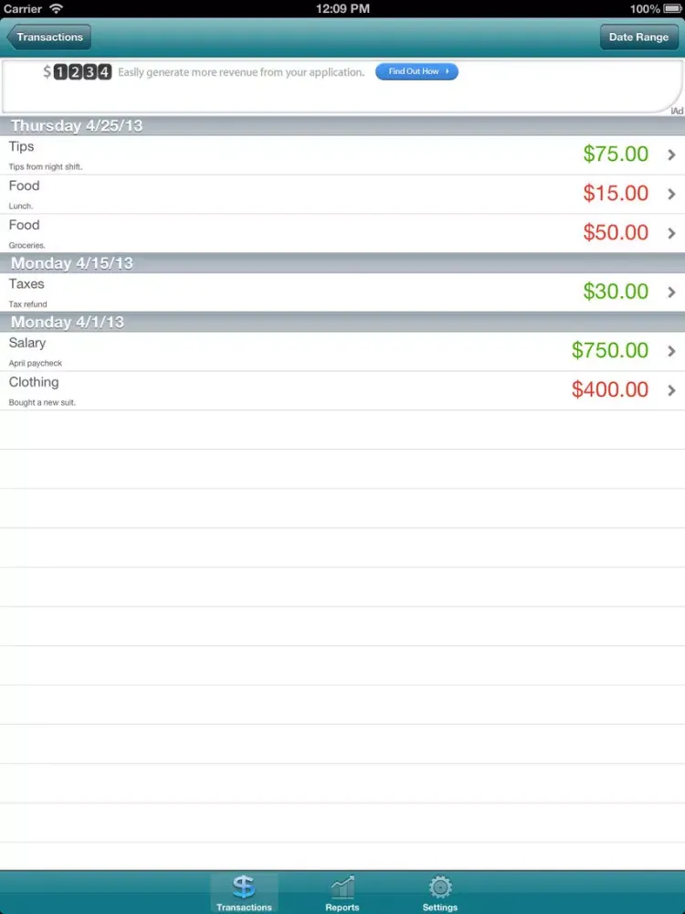 Walleterrific - Personal Income and Expenses Finance Transaction Tracking iPad  سکرین شاٹس