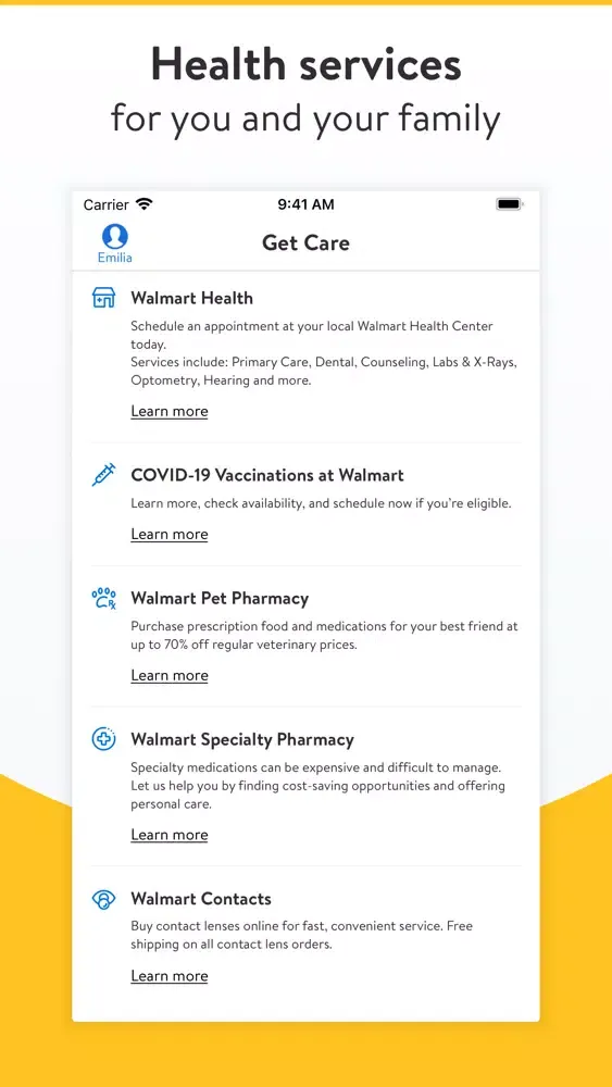 Walmart Wellness Screenshots