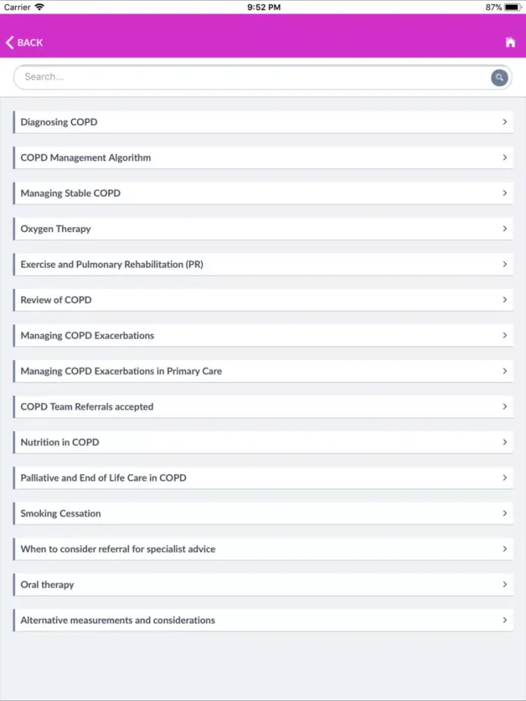 Скриншоты COPD Interactive Guidelines iPad 