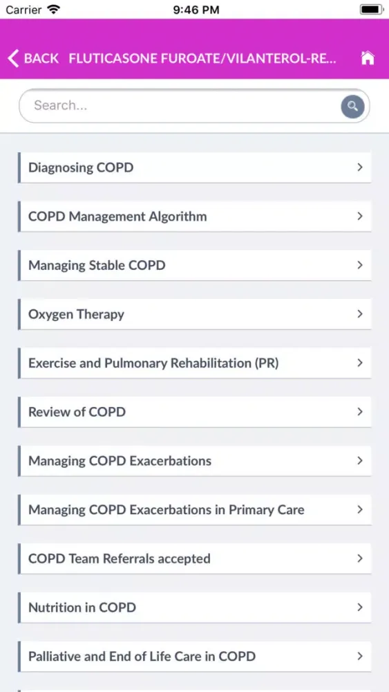 Скриншоты COPD Interactive Guidelines