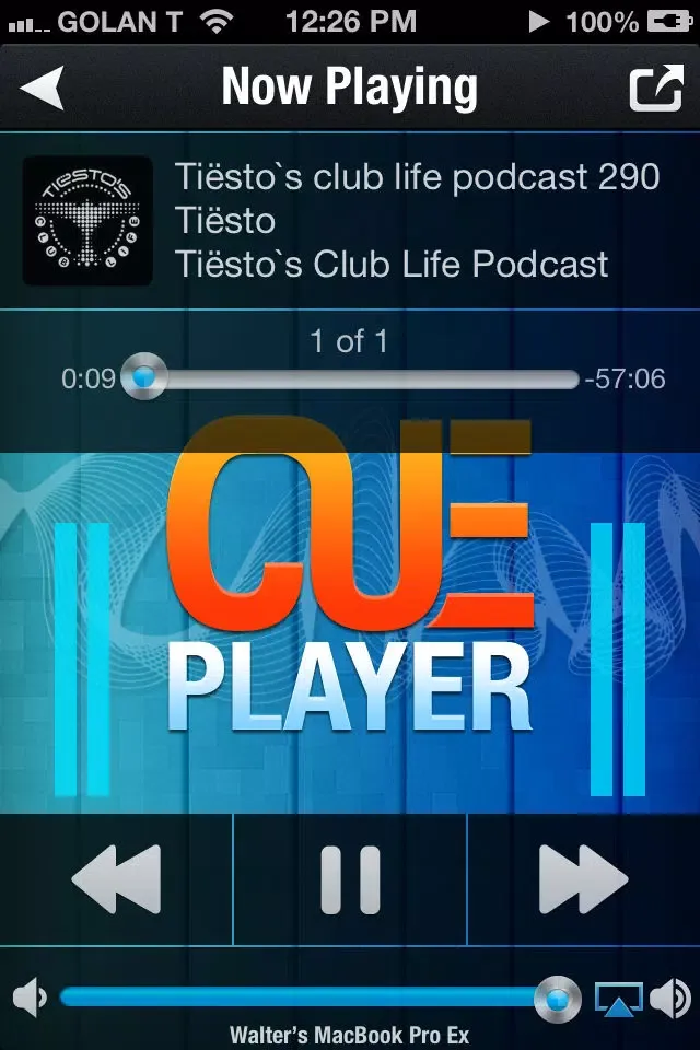 Capturas de tela do CUE music player