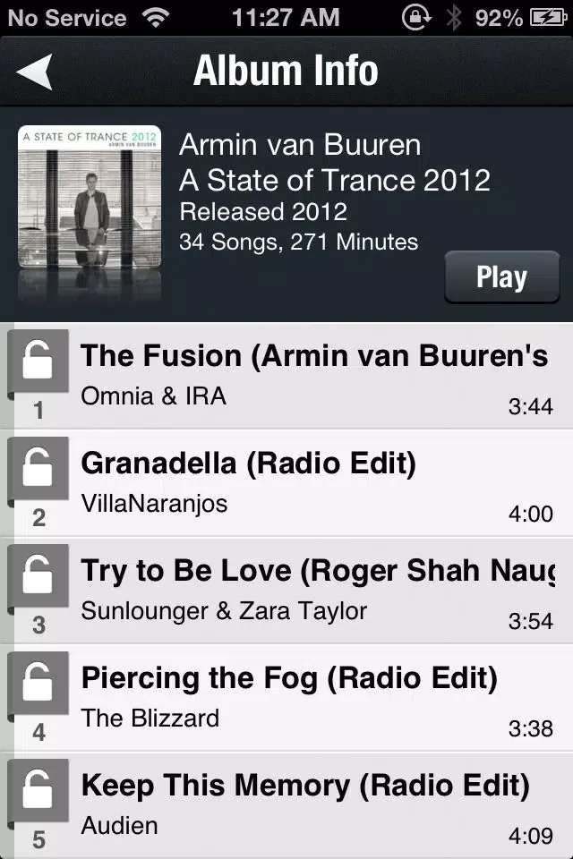 Capturas de tela do CUE music player