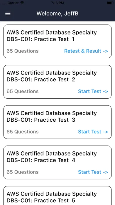 AWS DBS-C01 Certification Exam سکرین شاٹس
