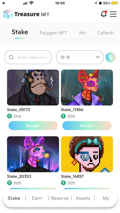 TreasureNFT：Trade & Earn NFTs Screenshots