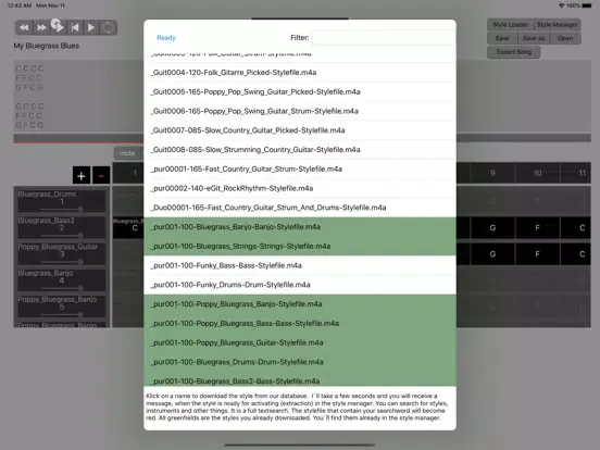 Tangkapan layar Backing Track Stylecreator iPad 