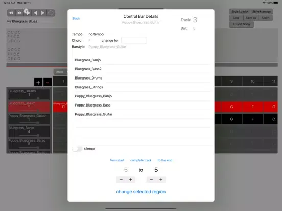 Tangkapan layar Backing Track Stylecreator iPad 