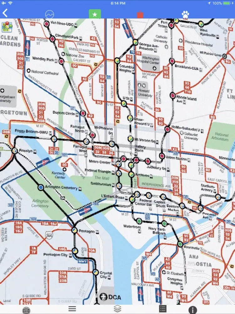 Tangkapan skrin D.C. Scaled Subway Map Offline iPad 