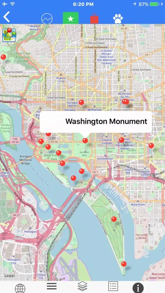 Tangkapan skrin D.C. Scaled Subway Map Offline
