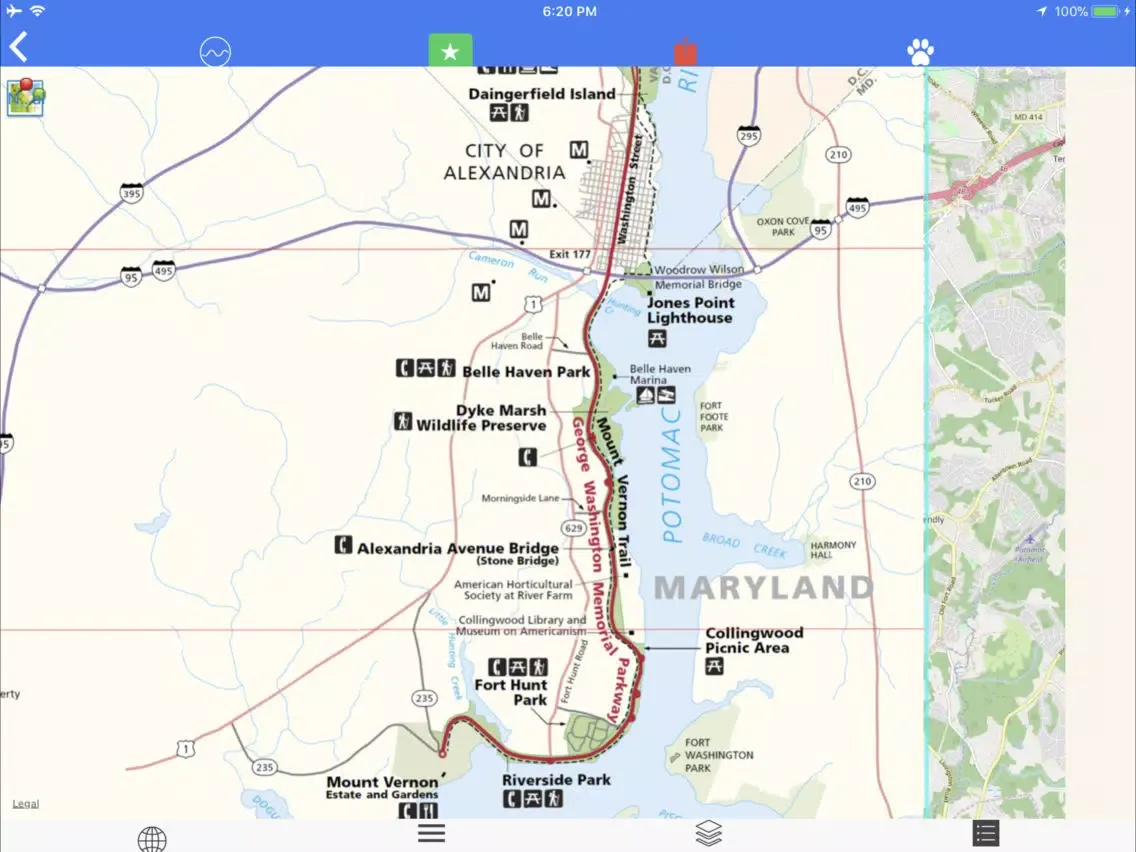 George W. Mem. Pkwy Tour Maps iPad  Screenshots