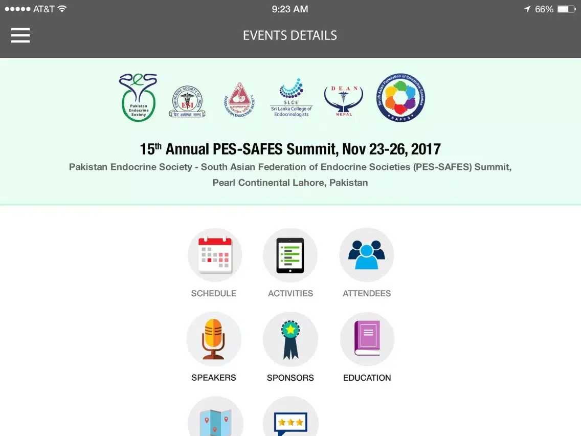 Capturas de tela do PES Events iPad 