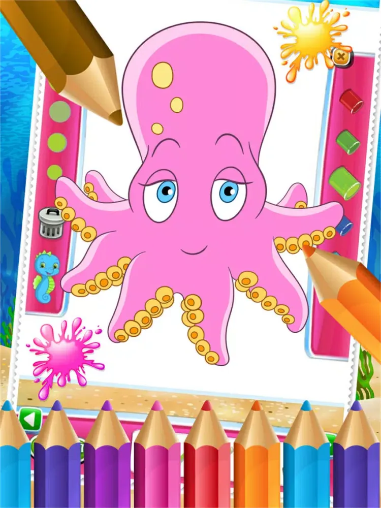 Screenshot di Charm Ocean Colorbook Drawing Paint Coloring Game for Kids iPad 