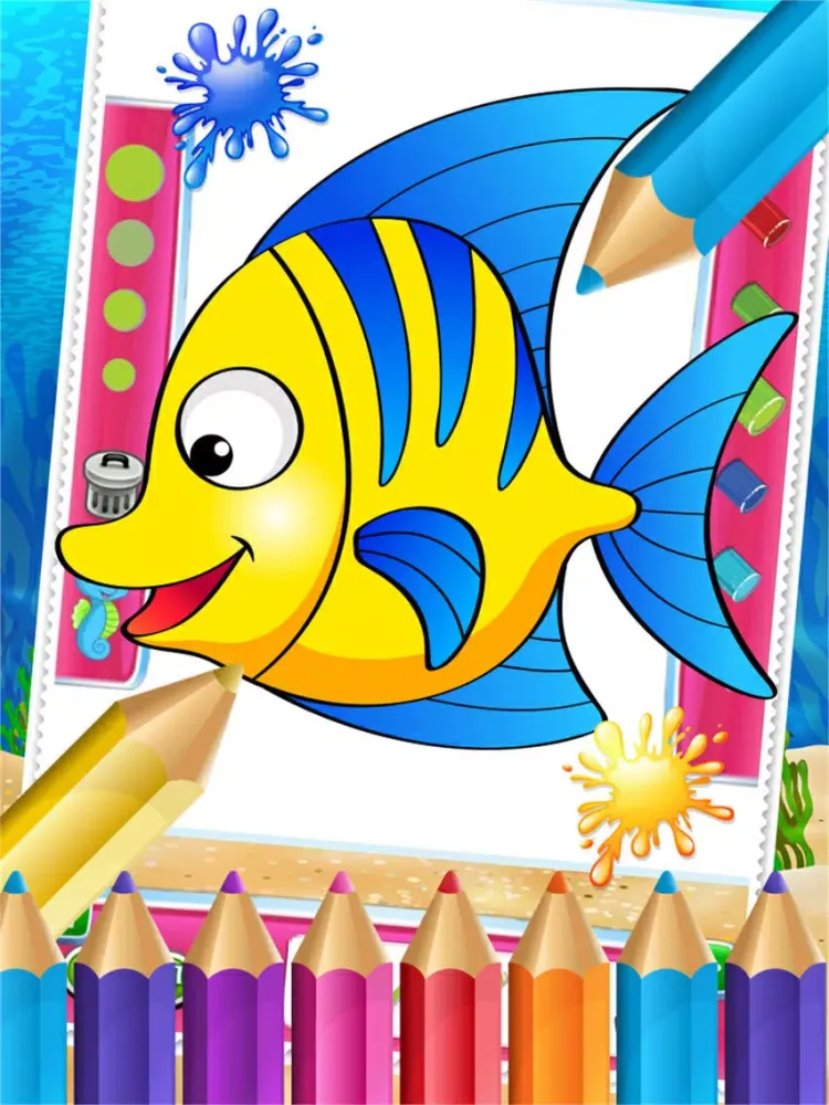 Screenshot di Charm Ocean Colorbook Drawing Paint Coloring Game for Kids iPad 