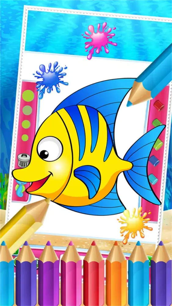 Screenshot di Charm Ocean Colorbook Drawing Paint Coloring Game for Kids
