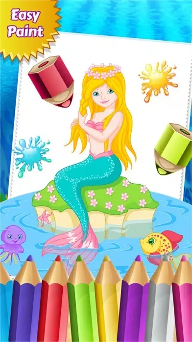 Mermaid Princess Colorbook Drawing to Paint Coloring Game for Kids স্ক্রিনশট