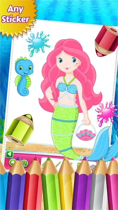 Mermaid Princess Colorbook Drawing to Paint Coloring Game for Kids স্ক্রিনশট