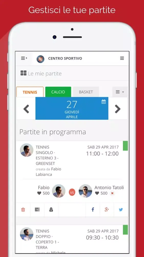 Capturas de tela do Tennis Club BV