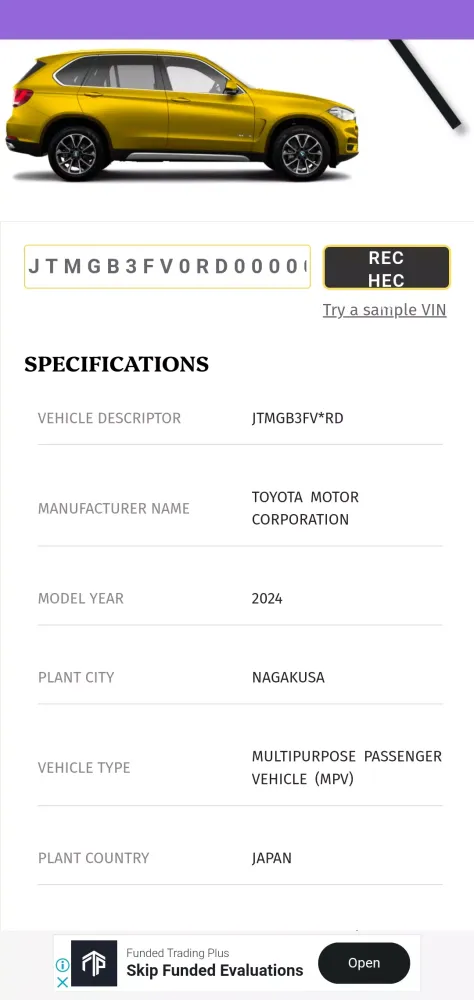 VIN Car Decoder Screenshots