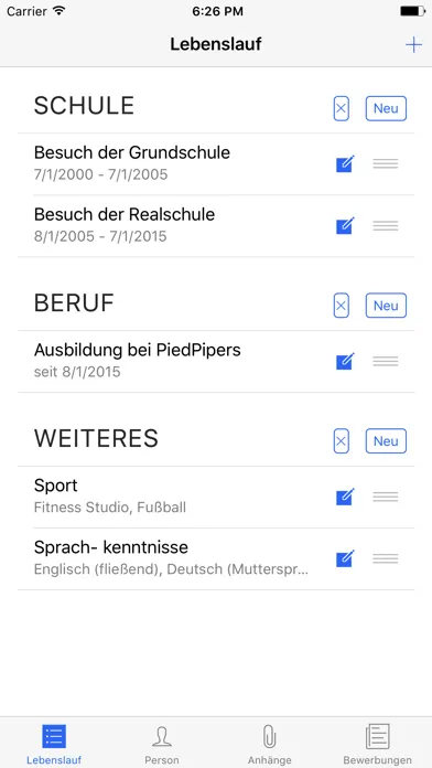 Bewerben App Screenshots