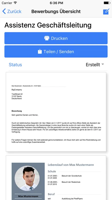 Bewerben App Screenshots