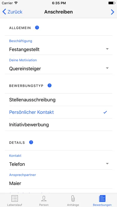 Bewerben App Screenshots