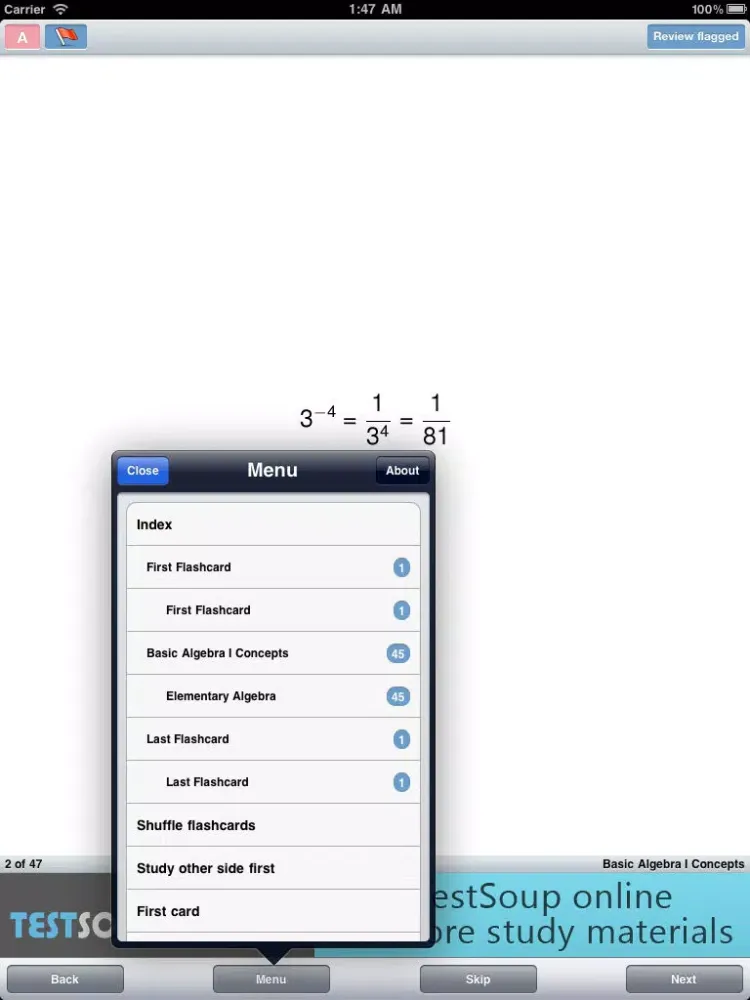 Basic Algebra I Concepts iPad  Screenshots