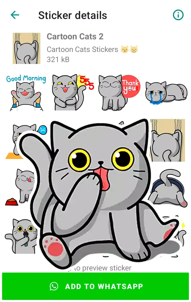 ภาพหน้าจอของ Cartoon Cat Stickers