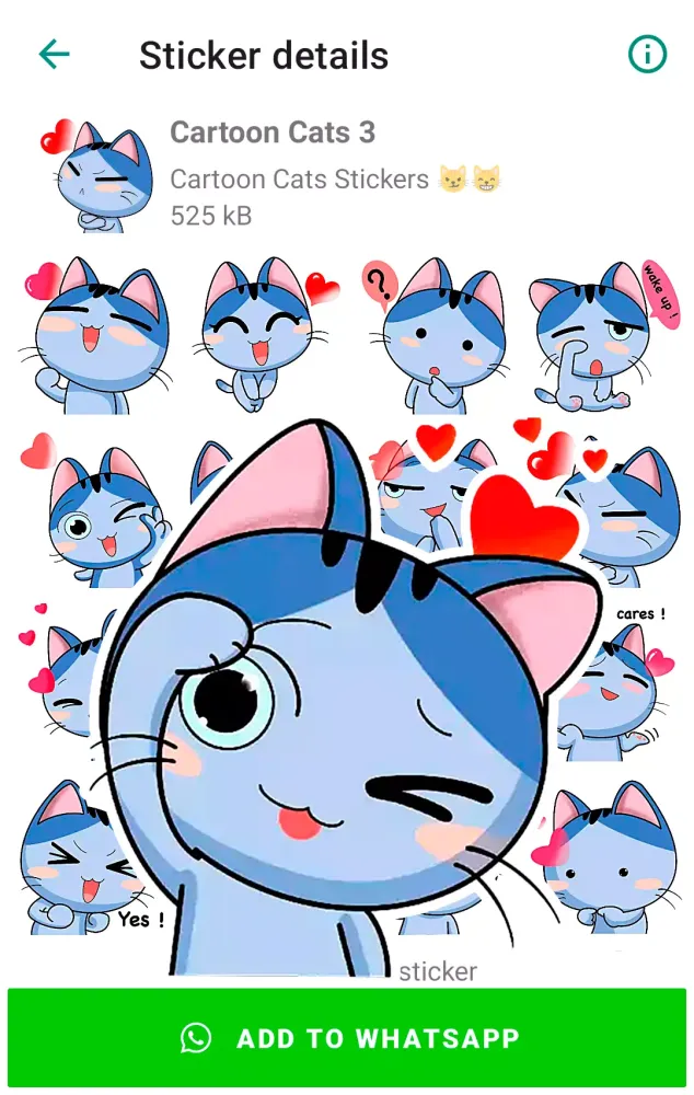 ภาพหน้าจอของ Cartoon Cat Stickers