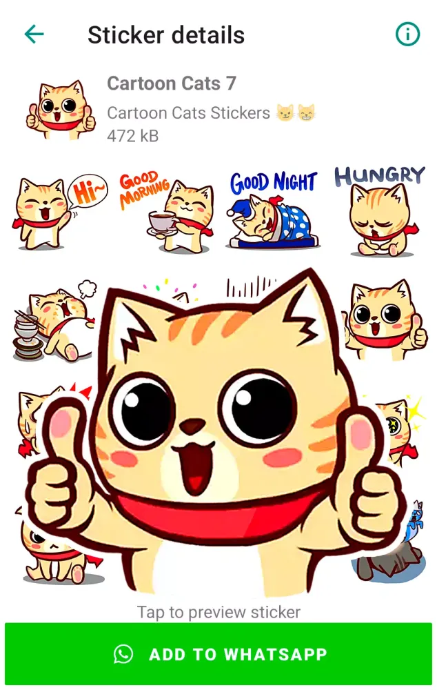 ภาพหน้าจอของ Cartoon Cat Stickers