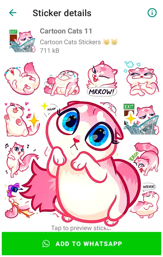 ภาพหน้าจอของ Cartoon Cat Stickers