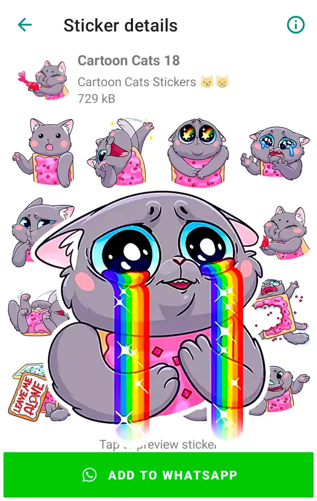 ภาพหน้าจอของ Cartoon Cat Stickers