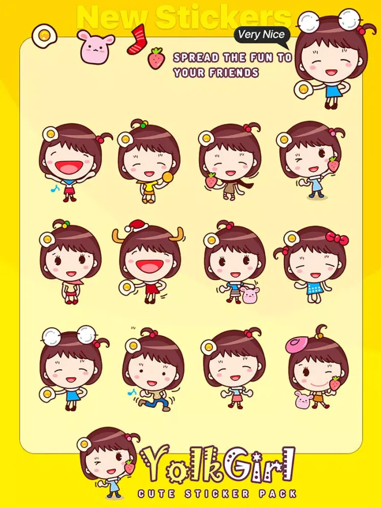 Ảnh chụp màn hình của Yolk Girl Sticker - Cute Message Sticker Emoji iPad 