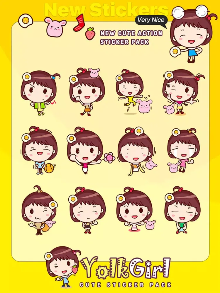 Ảnh chụp màn hình của Yolk Girl Sticker - Cute Message Sticker Emoji iPad 