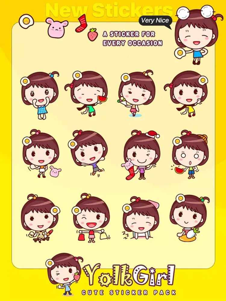 Ảnh chụp màn hình của Yolk Girl Sticker - Cute Message Sticker Emoji iPad 