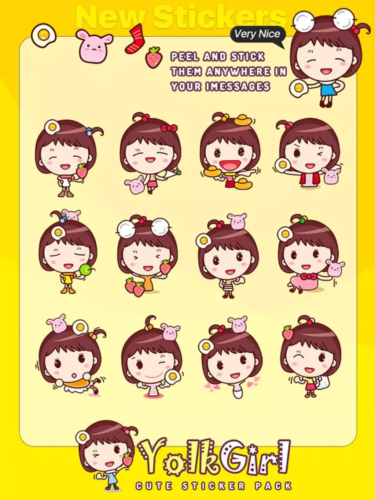 Ảnh chụp màn hình của Yolk Girl Sticker - Cute Message Sticker Emoji iPad 