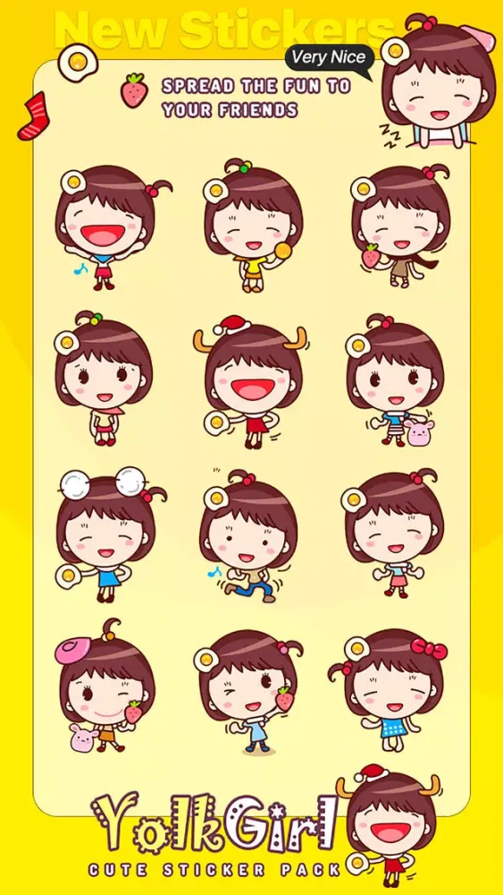 Ảnh chụp màn hình của Yolk Girl Sticker - Cute Message Sticker Emoji
