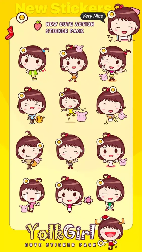Ảnh chụp màn hình của Yolk Girl Sticker - Cute Message Sticker Emoji